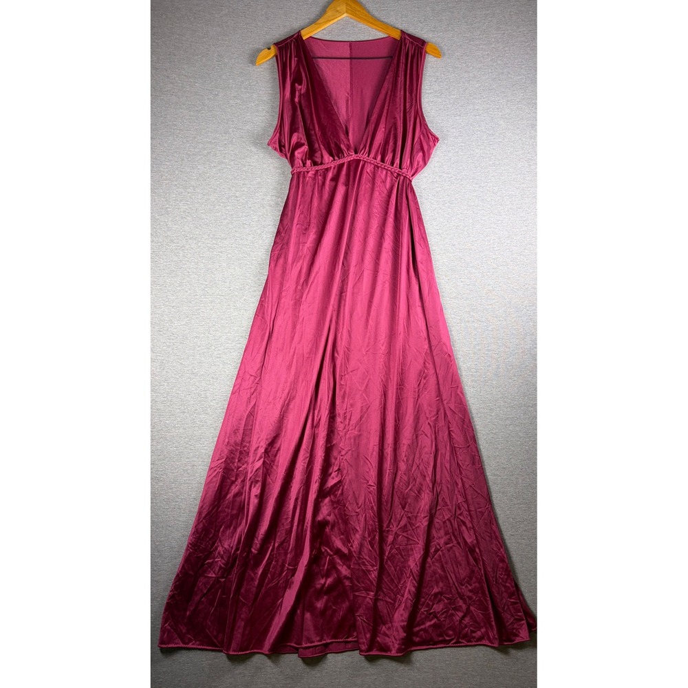 Vintage Slip Dress Raspberry Nylon Large Coquette Vampy Romantic